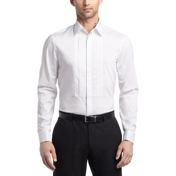 Calvin Klein Men's Plaid Collared Work Dress Shirt Beige Size 15X32X33